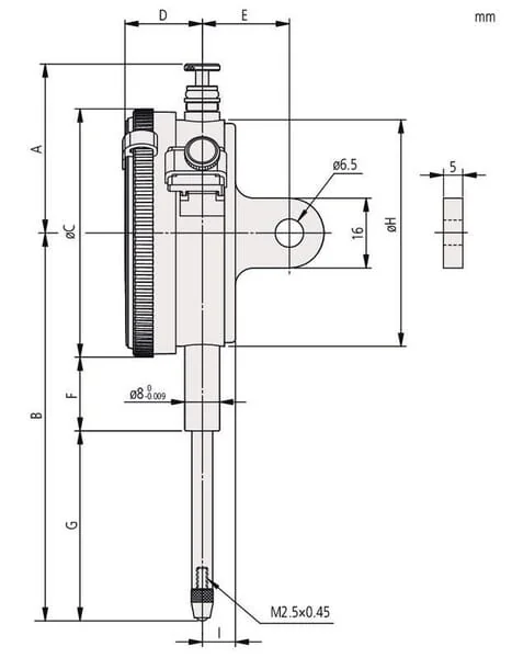 Mitutoyo - 2052AB19 - Dial Gauge, Flat Back, ISO Type 30mm