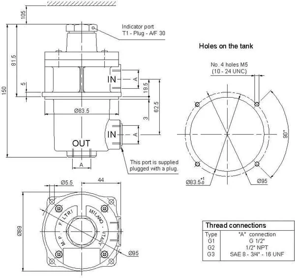 MP Filtri - FAS025M25 - Suction Filter 08-M25-T1 1/2