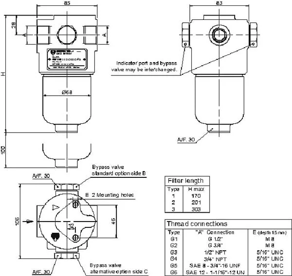 MP Filtri - FMP0651A10N - Pressure Filter FMP 065-1-B-08-A-A10-N-T2 (1/2BSP)