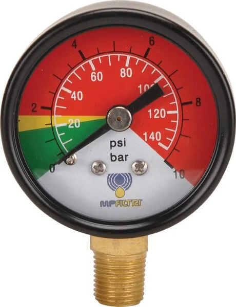 MP Filtri - MP9V1P01 - Visual Manometer 1/8 BSP Bottom 1.4 Bar MPF/MPX/MPT/MPH