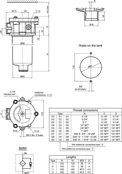MP Filtri - MPF1002P25 - Return MPF 100/2-16-P25-T 1