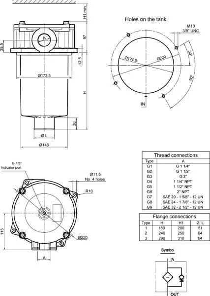 MP Filtri - MPF4002P10 - Return Filter MPF400/2-24-P10-T1 1 1/2"