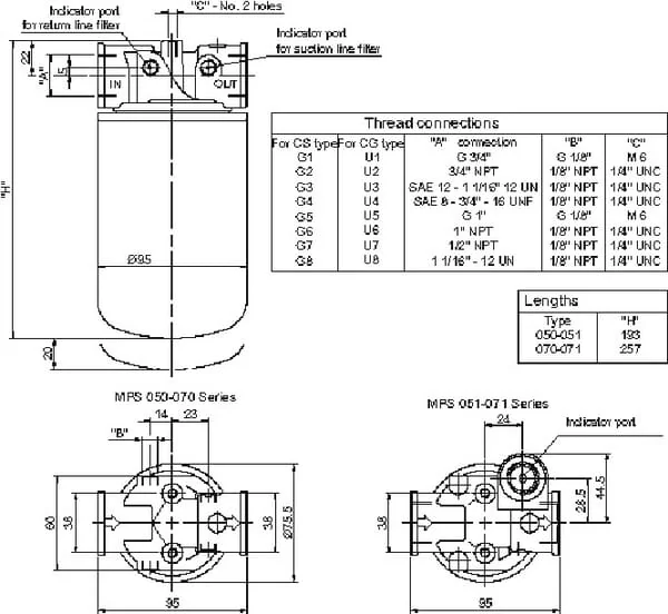 MP Filtri - MPS9051RG1 - Head Mps051/071-R-G1, 3/4" BSP