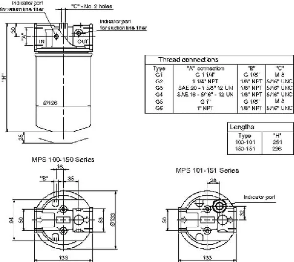 MP Filtri - MPS9100OG1 - Filter Head Mps100/150-O-G1-A-T(1 1/4" BSP