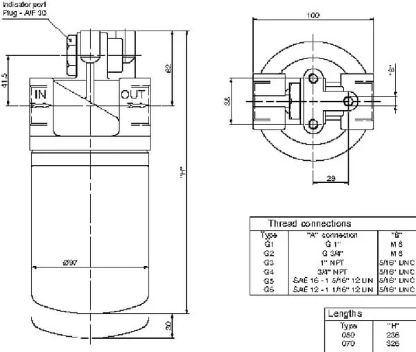 MP Filtri - MSH050BP25 - Return Filter 16-P25-T2 1"