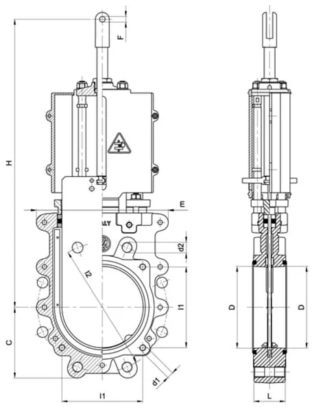 MZ - ARZO0130250575 - Knife Gate Valve 10" Bidirectional (Pneumatic)