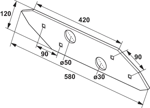 Non Branded - 173388N - Hardened Double-Sided Plow Share No. 3 G&B