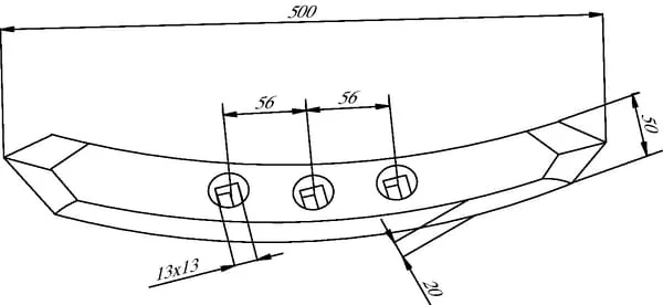 Non Branded - 447152KR - Cultivator Point 500x50x20mm