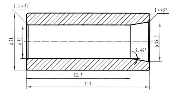 Non Branded - 519311051M1 - Loader Tine Mounting Sleeve, L-110, Ext. 51, Int. 28.5