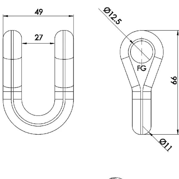 Non Branded - 901137N - Shackle 11mm Diameter 12.5