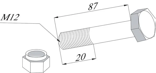 Non Branded - BH2670 - Hex Head Screw With Safety Nut M12x87/20 8.8