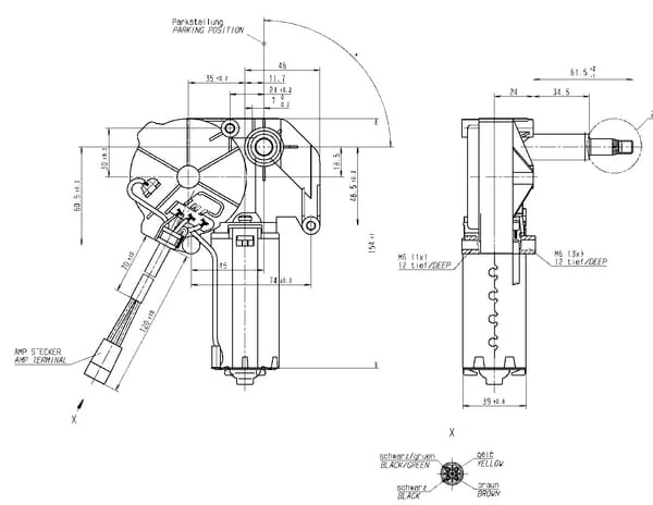 Non Branded - CA503121019 - Wiper Motor 12V 180° Shaft L:61.5mm