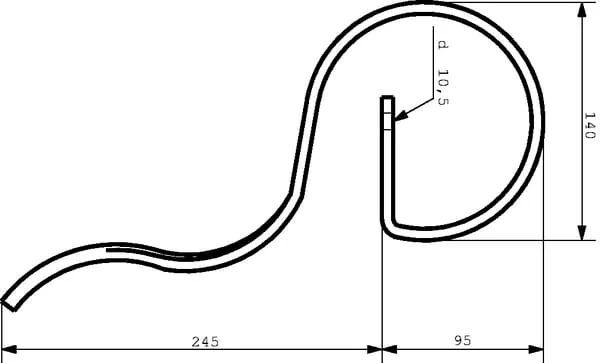 Non Branded - CP07748 - Spring Tine 25x8x340mm Without Point Suitable For Rau Kverneland