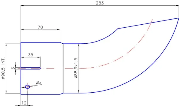 Non Branded - EX901090 - End Piece Outlet Diameter 90mm
