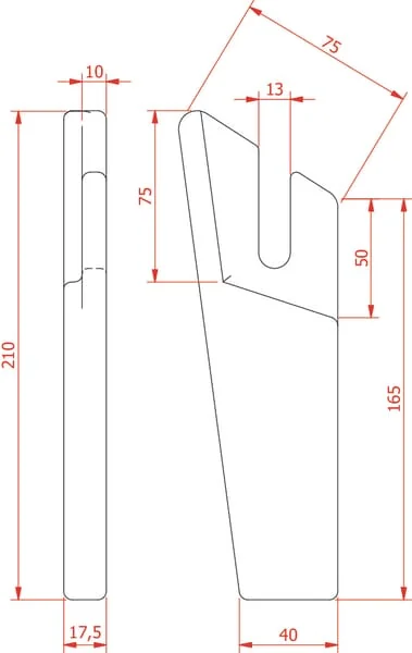 Non Branded - KE0118 - Harrow Tine Lh, Length 210mm
