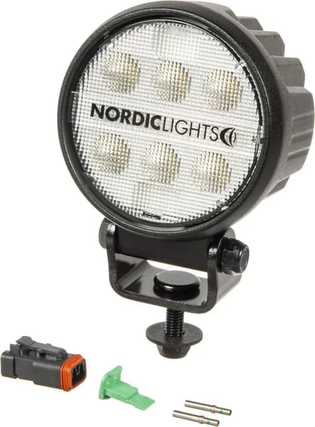 Nordic Lights - 988104B - Work Light LED, Round, 12/24V, White, Bolt On, Deutsch 2-Pin, Wide Flood