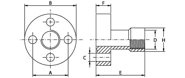Oleo Tecnica - 1DPF06 - Pump Flange Straight 3/8