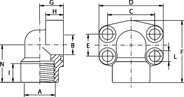Oleo Tecnica - AFS612G1290 - SAE Flange, 90°