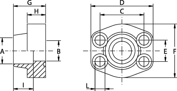 Oleo Tecnica - AFW620SU42 - Weld Flange 6PSI 1-1/4 Diameter 42.8