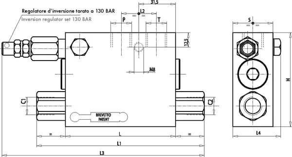 Oleodinamica Marchesini - C056V0280 - Rotary Plough Valve VRA SE, Piston 60 - 80mm