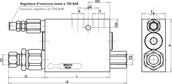 Oleodinamica Marchesini - C056V0290 - Rotary Plough Valve VRAP DE, Piston 60 - 80mm
