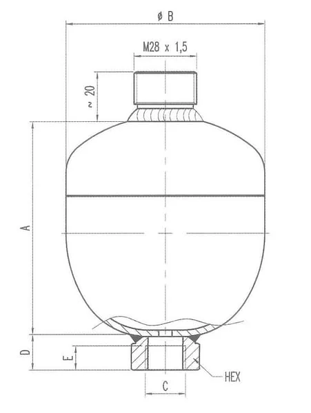 Parker - ELM121000AFP0020 - Parker Accumulator 1 l p0=20 bar