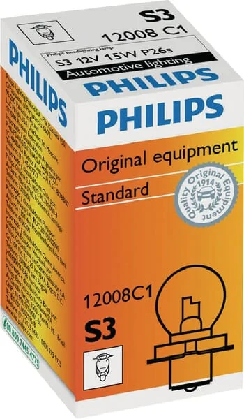 Philips - GL12008C1 - Light Bulb Halogen S3 12V 15W P26S White Philips