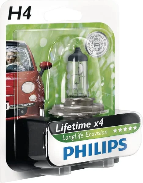 Philips - GL12342LLECOB1 - Light Bulb Halogen Tube H4 12V 55W P43T-38 White Philips