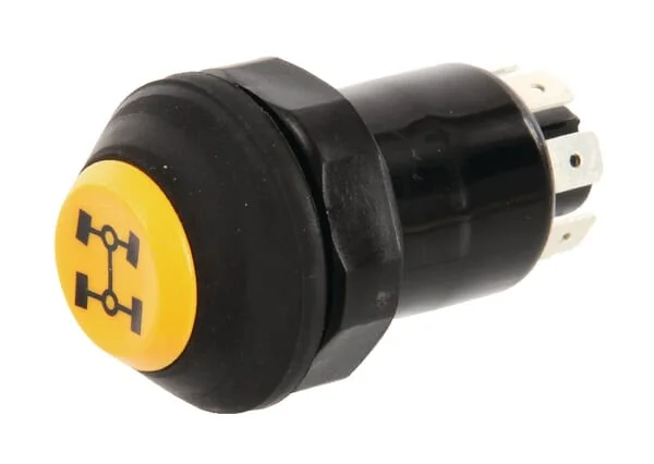 Pneutron - 11100160PN - Push Switch, 4WD, Round, Yellow