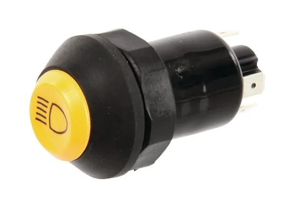 Pneutron - 11120100PN - Push Switch, High Beams, Round, Yellow