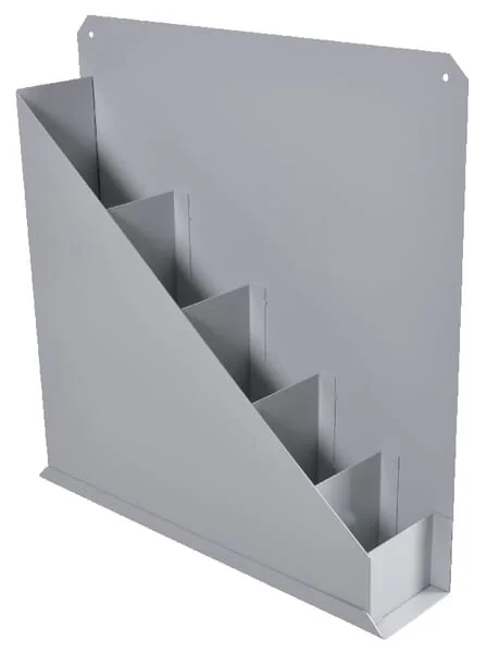 Povag - WE2193838LG - Storage Box 380x385x80mm, Grey Plastic, 5 Compartments