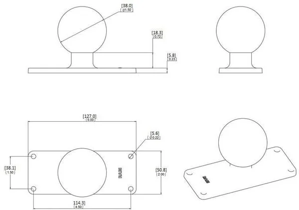 RAM® Mounts - RAMC202U25 - Mounting Plate 2" X 5" C