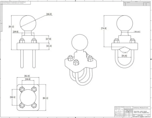 Ram Mounts - RAMC235 - RAM C Mounting Plate for 3/4" Tube