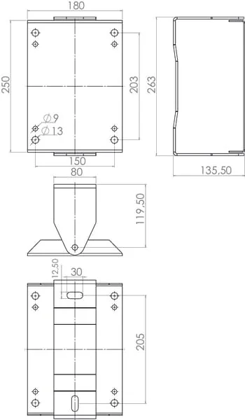 Ramex - HD15 - Wall Swivel Bracket 140x204mm SS