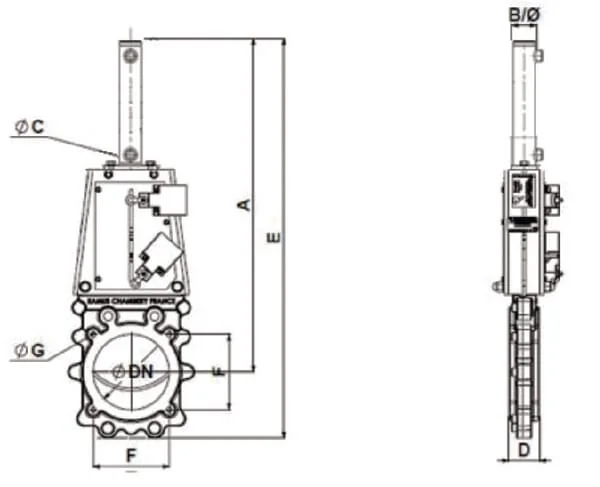 Ramus - VGRDEH100 - Metal Valve + Hydraulic Cylinder DN100