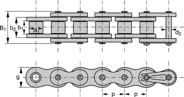 Rexnord - KE12084 - Roller Chain DIN 84 1/2x4.88
