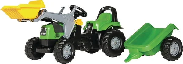 Rolly Toys - R02319 - Pedal Tractor with Front Loader and Trailer, Deutz Fahr, from 2.5 Years Old, Rollykid