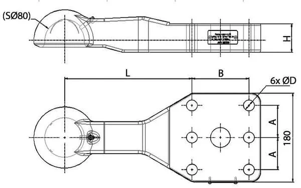 Sauermann - HS115 - Towing Eye Ball K80 Horizontal Flat