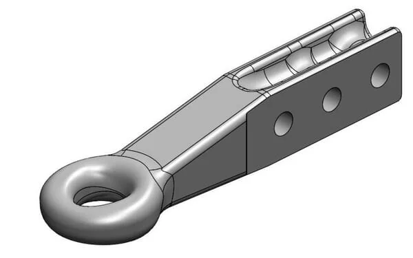 Scharmüller - 00651421A01 - Towing Eye Diameter 50mm H-Shank 80x60 3-Hole Diameter 25mm ISO 20019