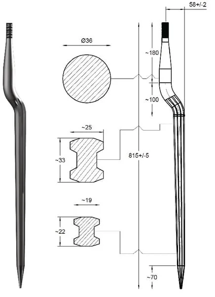 SHW - FT33 - Tine For Loader, With Lever