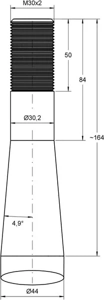 SHW - FT35 - Loader Tine, Straight, Square Section 44x820mm, Pointed Tip With M30x2mm Nut, Red, SHW