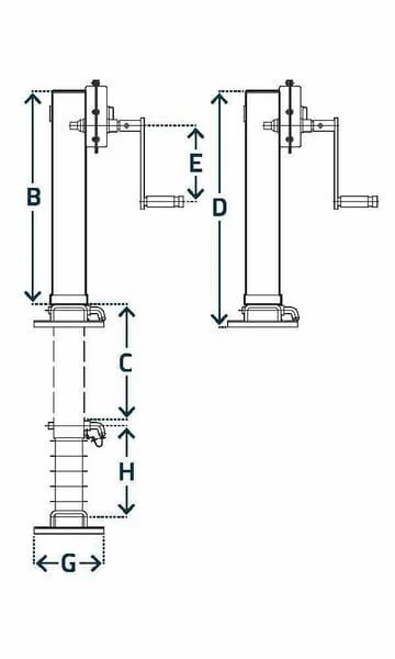 Simol - STR750 - Simol Support Leg with Side Spindle 110x820mm
