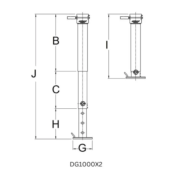 Simol - STRDG1000X2 - Stand Jack Lateral Handle 100x666mm 3 Stages Heavy Duty (Handle Not Included)