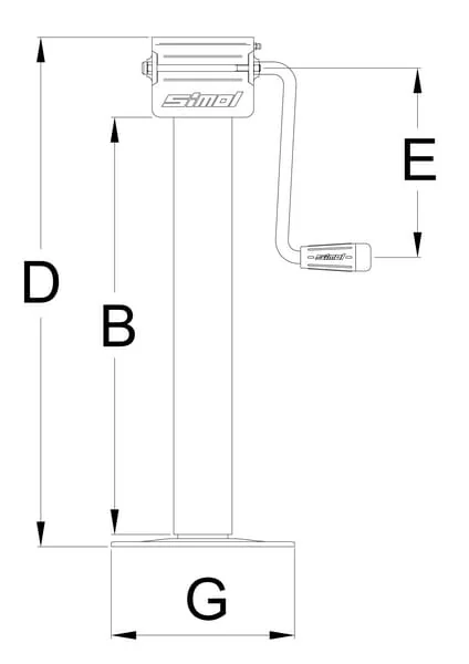 Simol - STRDG707 - Support Leg With Side Handle 80x698 mm