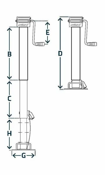 Simol - STRDG7093SFW - Stand Jack Lateral Handle 80x935mm 3 Stages 2-Speed With Reduction Gears