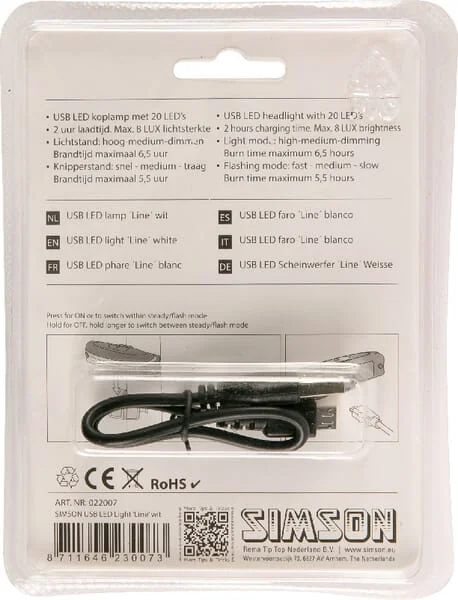 Simson - 022007SIM - Front Lamp Line USB LED