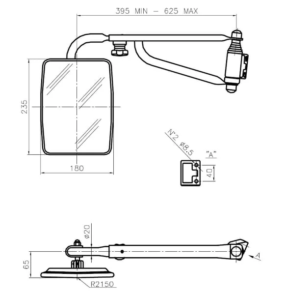 SMAT NORD - CA6103001 - Mirror With Telescopic Arm Left