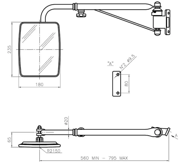 SMAT NORD - CA6395001 - Mirror With Telescopic Arm Left