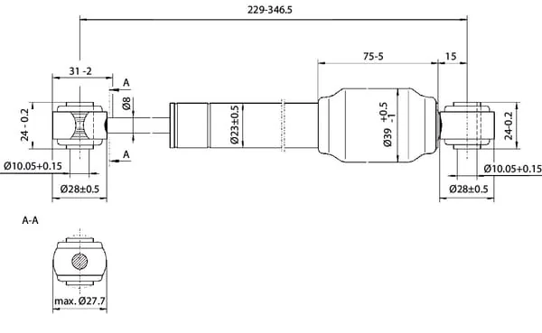 Stabilus - CA000213 - Gas Strut L348.5mm Stabilus