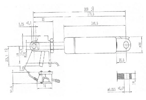 Stabilus - CA0075LY - Gas Strut L209mm 300N Stabilus